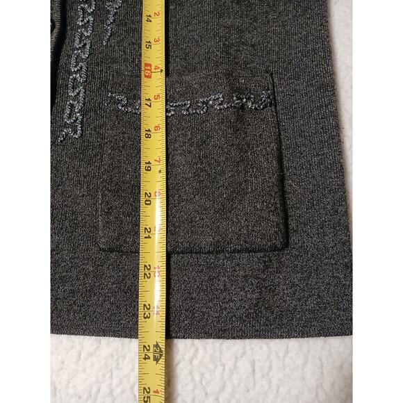 Y2K Vintage Beaded Vest Sweater Sz M Gray Boho Granny Retro Holiday Layer Preppy - Picture 13 of 16